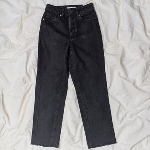 Black vintage wash straight leg jeans